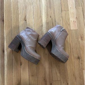 Platform leather booties